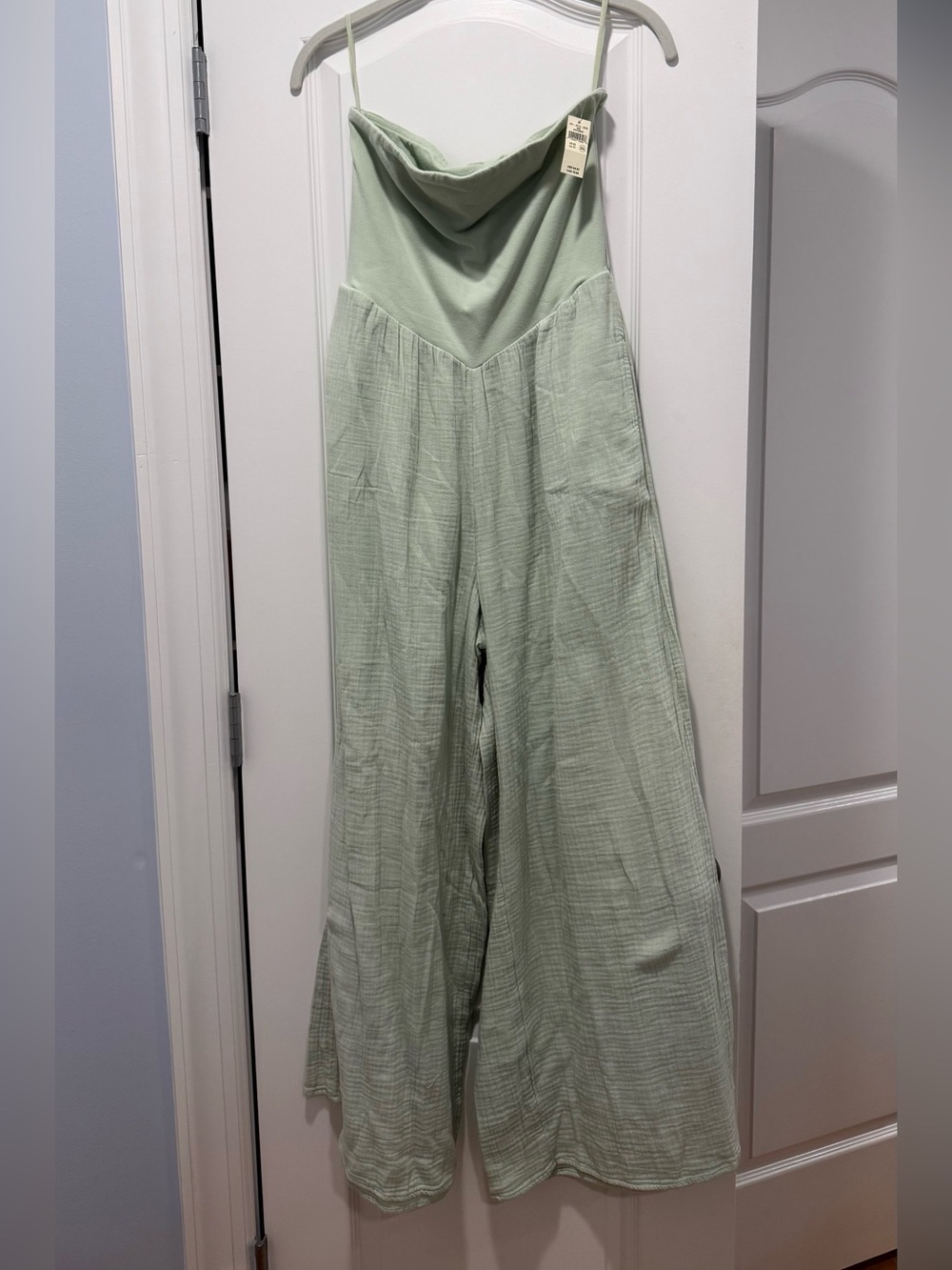 aerie Light Sage Cowl-Neck Wide-Leg Jumpsuit